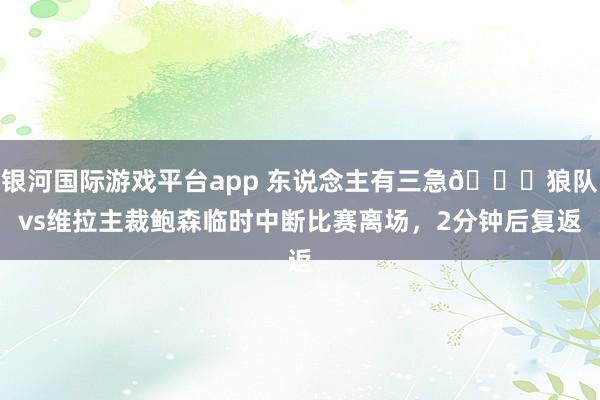 银河国际游戏平台app 东说念主有三急😅狼队vs维拉主裁鲍森临时中断比赛离场，2分钟后复返