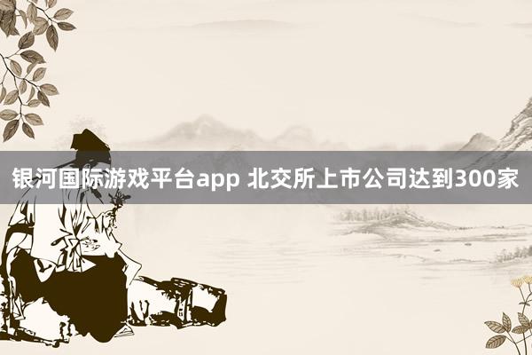 银河国际游戏平台app 北交所上市公司达到300家