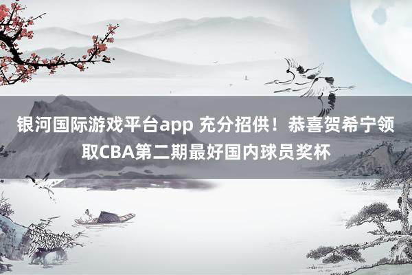 银河国际游戏平台app 充分招供！恭喜贺希宁领取CBA第二期最好国内球员奖杯