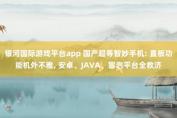 银河国际游戏平台app 国产超等智妙手机: 直板功能机外不雅， 安卓、JAVA、冒泡平台全救济