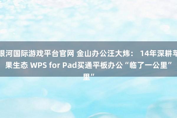 银河国际游戏平台官网 金山办公汪大炜： 14年深耕苹果生态 WPS for Pad买通平板办公“临了一公里”