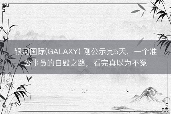银河国际(GALAXY) 刚公示完5天，一个准公事员的自毁之路，看完真以为不冤