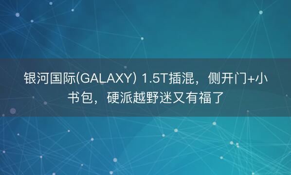 银河国际(GALAXY) 1.5T插混，侧开门+小书包，硬派越野迷又有福了