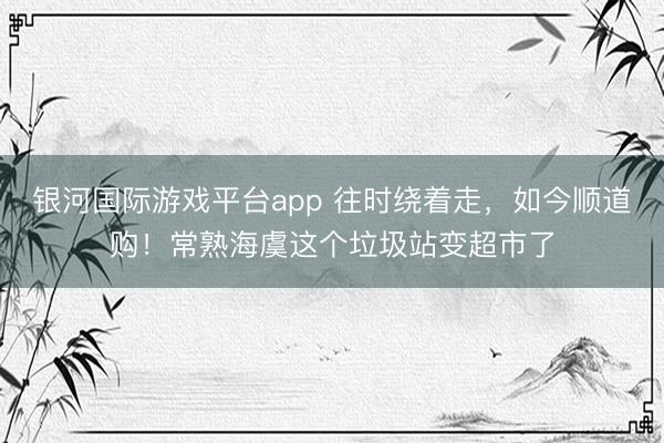 银河国际游戏平台app 往时绕着走，如今顺道购！常熟海虞这个垃圾站变超市了