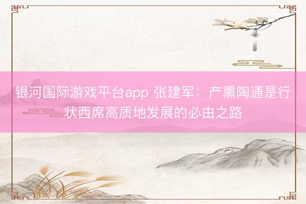 银河国际游戏平台app 张建军：产熏陶通是行状西席高质地发展的必由之路