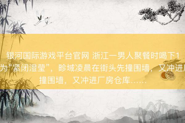 银河国际游戏平台官网 浙江一男人聚餐时喝下12瓶啤酒，认为“紧闭澄莹”，畛域凌晨在街头先撞围墙，又冲进厂房仓库……