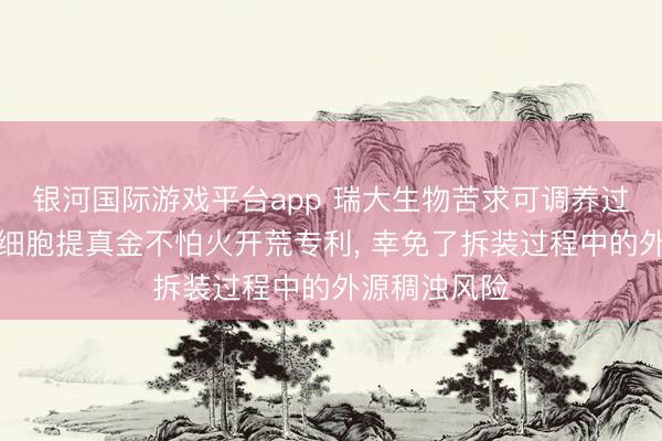 银河国际游戏平台app 瑞大生物苦求可调养过滤精度的干细胞提真金不怕火开荒专利， 幸免了拆装过程中的外源稠浊风险
